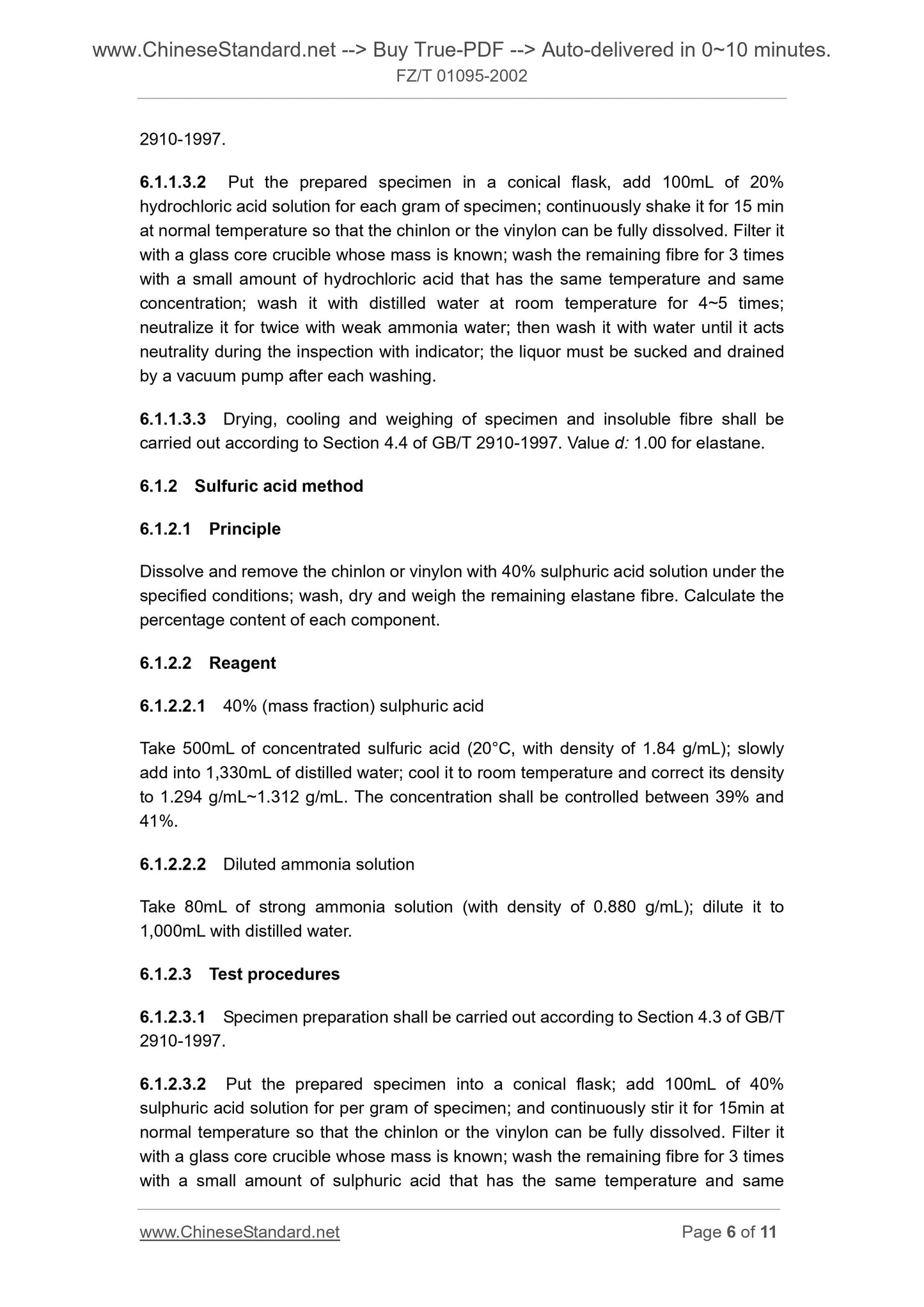 FZ/T 01095-2002 Page 5